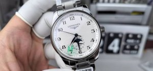 Af42 four-hand moon phase steel band white face, 899.5 all-in-one machine