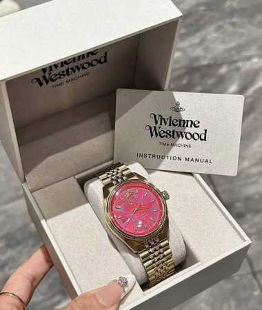 Vivienne Westwood watch, quartz movement, stainless steel strap, pink dial, wome - Click Image to Close