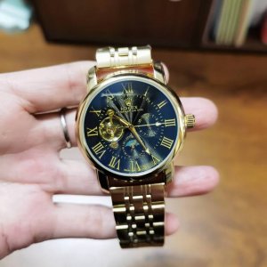 Steel: , Leather: , Rolex 9-wheel automatic mechanical watch with sun and moon