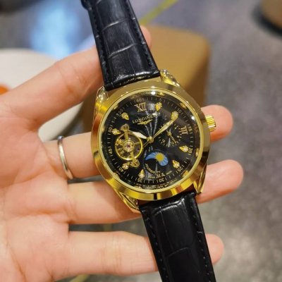 Brand: Longines, 24-hour window display, simple mechanical men's watch, tourbil