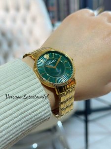 Versace Greca Chic Series, Adorned With Greek Key Patterns On The Bezel, Fully E
