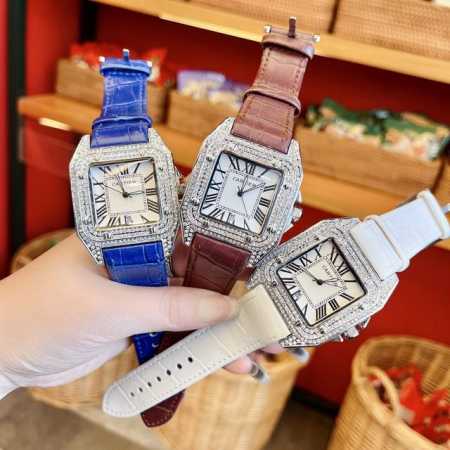 Cartier SF Factory Men's Santos White Gold Full Diamond Sleeve, the choice of th - Click Image to Close