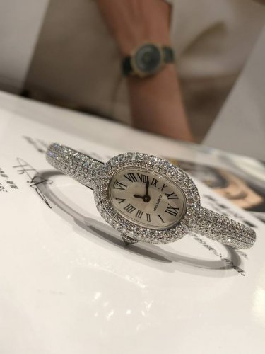 Steel Case Fully Set With Moissanite Diamonds, Comes With Certificate. Goddess-E