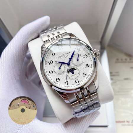 White Case Rose Gold 700 Steel Band +20 Longines Master Multifunctional Watch Wi - Click Image to Close