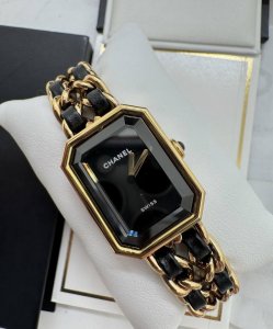 Chanel Vintage Premiere Sugar Cube Watch Model: H6951 Black Gold Watch, Size S,