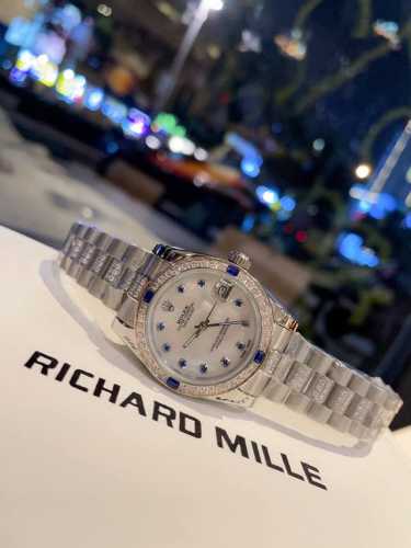 White Diamond & Gold Diamond Rolex Datejust Classic Women's Solid Movement Five