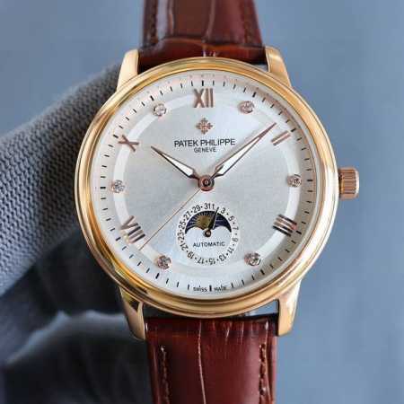 Gold +50 Upgraded Again For 2025, The Patek Philippe Men's Watch. The Moon Phase - Click Image to Close