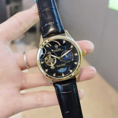 Genuine Leather Strap With Ten Butterfly Clasps, Rolex Nine-Wheel Automatic Mech
