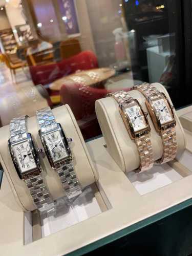 White Gold 420Tankam Ricaine Watch Cartier American Tank Series Small And Medium