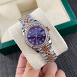 Rolex Women's Oyster Datejust watch! The latest purple diamond case is 28mm in d