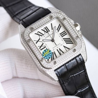 White diamond and gold diamond 650 Cartier Santos series men's 100th anniversary