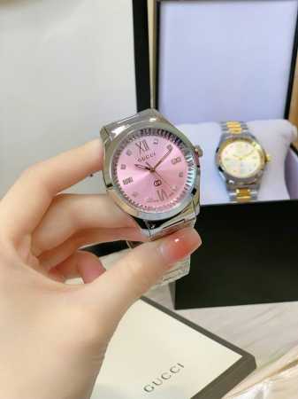 This latest Gucci timeless watch features a stunning pearl-painted dial, showcas - Click Image to Close