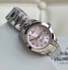 Vivienne Westwood Queen Elizabeth II Pink Dial Silver Steel Strap DDD