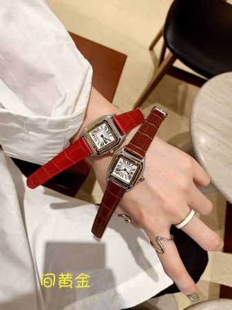 Two-tone gold ~~ Cartier, panther, bamboo pattern, screw-down case back, origina - Click Image to Close