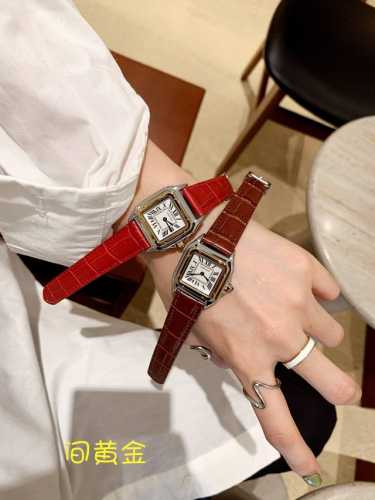 Two-tone gold ~~ Cartier, panther, bamboo pattern, screw-down case back, origina