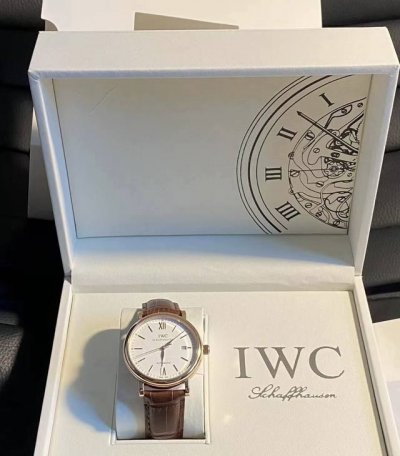 Iwc Portofino automatic mechanical movement, 18K red gold case, men's Swiss watc