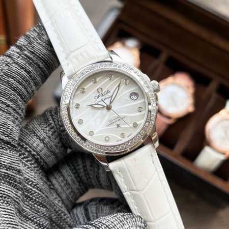 Leather Strap, White Case, Rose Gold Case Ceramic Strap, White Case, Rose Gold C - Click Image to Close