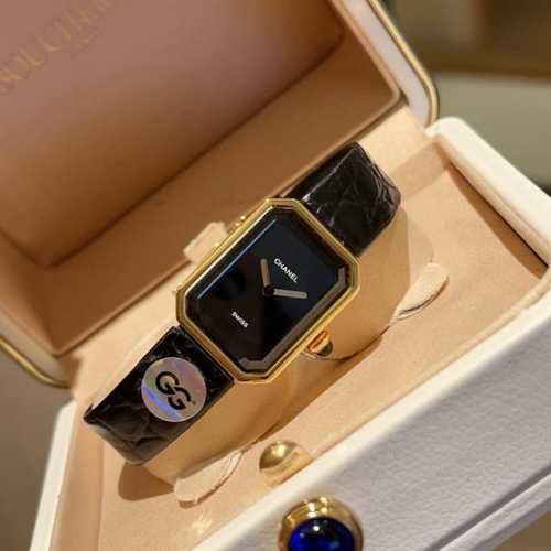 Original Honey Clasp Chanel Black and Gold Sugar Cube Women's Quartz Watch, size