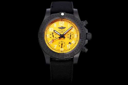 Breitling Avenger Hurricane 45mm chronograph features an original carbon fiber p