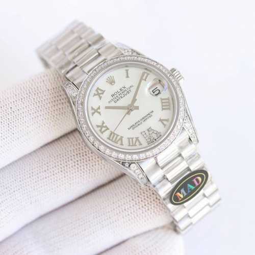Sj's Malachite 2340 Madparis Rolex Rv1 Datejust 31mm with Dazzling Colored Diamo