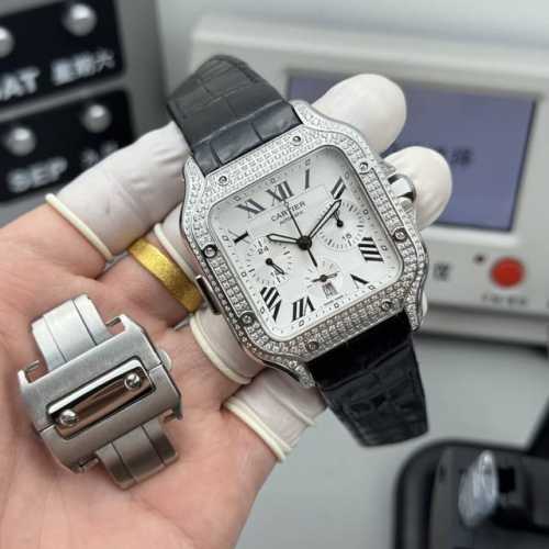 Tw Cartier Santos Chronograph Diamond Custom Edition Shining