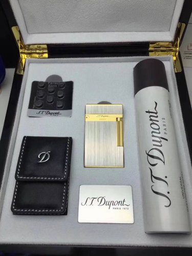 Dupont lighter set is now available! High-end wooden box, includes lighter, lea