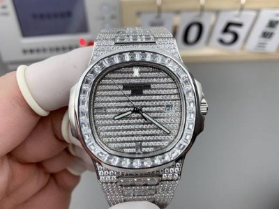 Dw V2 upgraded Patek Philippe Nautilus full diamond real shot 571910G-010