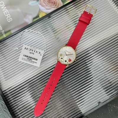 Coach Elliot series heart camellia quartz ladies watch, sunburst pattern dial, m
