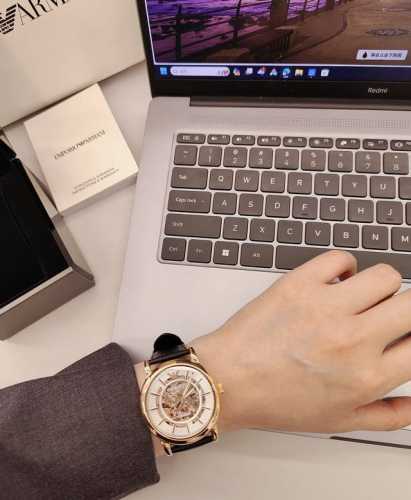 Armani's cool skeletonized mechanical watch The bold skeletonized dial showcases