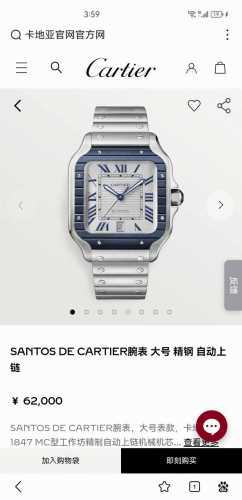Cartier Santos-Dumont stainless steel automatic men's watch, large size DDD. Th