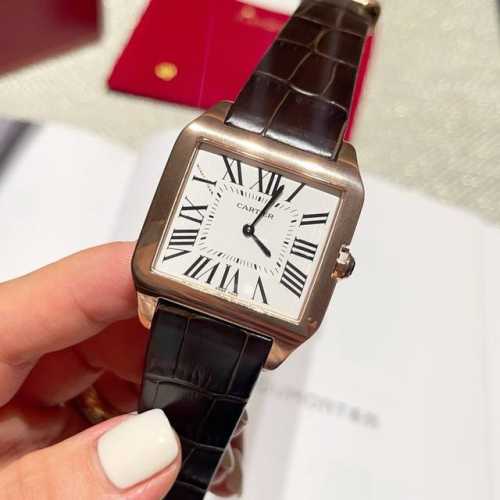 Cartier Santos Dumont - Classic Leather Strap Square Rose Gold (Same price for