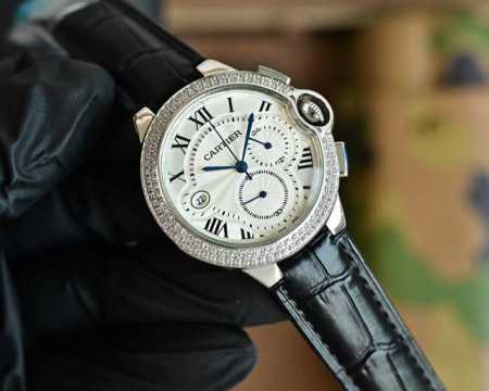 Belt Steel Belt 450 Cartier Imported Quartz Movement Domed Blue Light Glass 36* - Click Image to Close