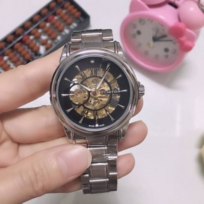 White: , Gold: , Cartier - Cartier men's wristwatch, unique hollow movement, Ip