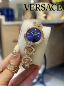 Gold steel +20 Versace Vedw Medusa lock icon quartz ladies watch. Surface diamet