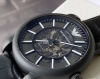 Armani Ar60008 Black Knight Matte Black Skeletonized Transparent Leather Strap A