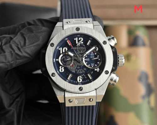 White case, rose black Hublot glass, 45mm x 13mm top-grain cowhide strap with or