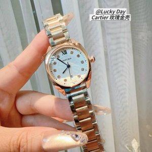 Rose gold diamond face Roman face Cartier-Cartier women's watch is young and go