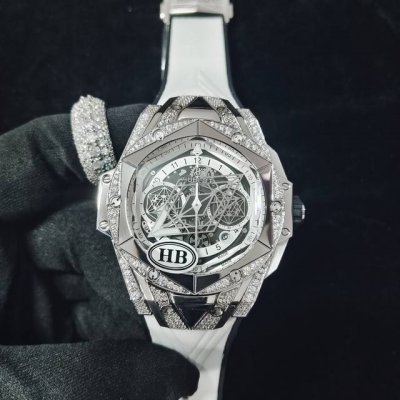 Hb Hublot Hublot Sang Bleu Ii V3 Chronograph Mechanical Model The New Big Bang S