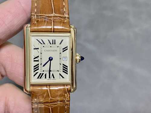 New Model Original Tank Small Gold Watch With Gold-Plated Case. Large Size: 33.7