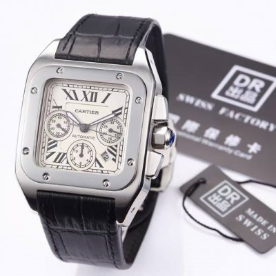 Cartier Santos 7750 Leather Strap With Steel Bracelet, Three-In-One Configuratio