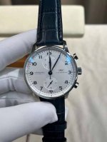 Zf Iwc Portuguese Chronograph White Dial Blue Hands Solid Case 41Mm X 13Mm Custo