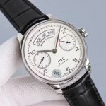 White Case, Gold Case Jay Iwc Portuguese Series Calendar Watch, With Hour And Mi
