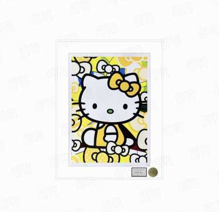 Death Nyc Hello Kitty Yellow limited edition framed 44.5*57.5Cm home decoration - Click Image to Close