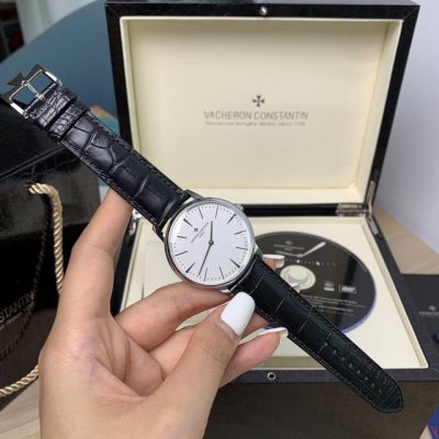 This ultra-thin Vacheron Constantin dress watch features a simple, elegant dial