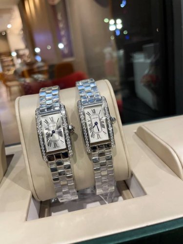 White Gold 390 Diamonds 20 Tankam Ricaine Watch Cartier American Tank Series Sma