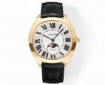 Cartier Drive De Cartier Af9 watch with a white and gold case. Its elegant, cus