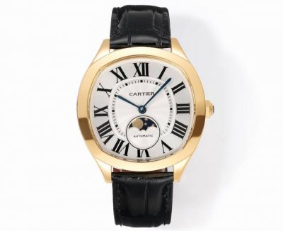 Cartier Drive De Cartier Af9 watch with a white and gold case. Its elegant, cus