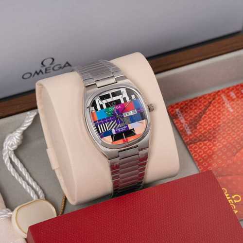 A black and white TV, an antique Seamaster watch. This American retro watch look