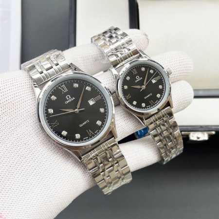 Gold Case + 20 Steel Band + 20 Omega - Omega's Latest Elegant Couple's Quartz Wa - Click Image to Close