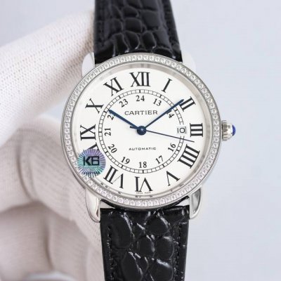 The Cartier London men's watch collection, featuring white gold diamonds and 70